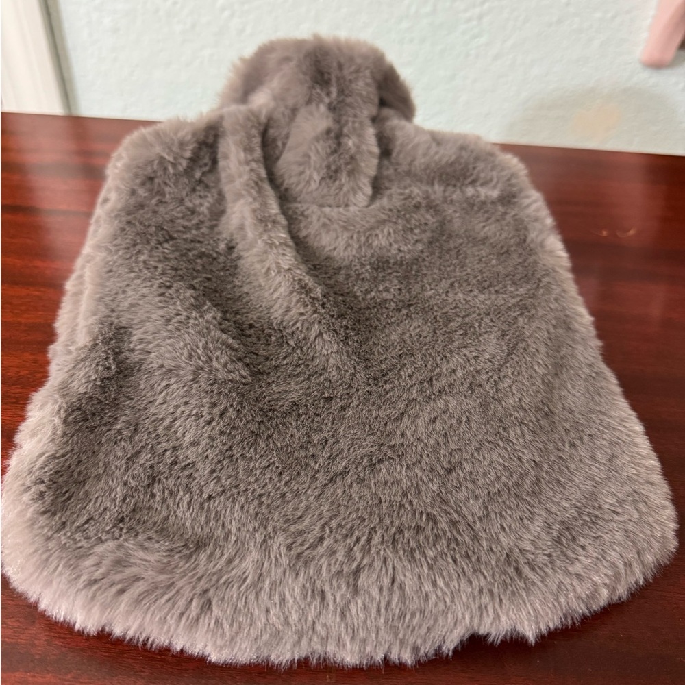 Soft Gray Faux Fur Hot Water Bottle Cover